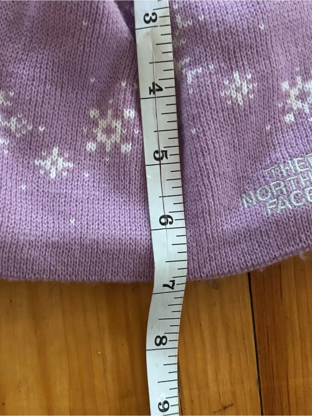 The North Face Purple Snowflake Fleece Lined Tassel Beanie Hat Girls